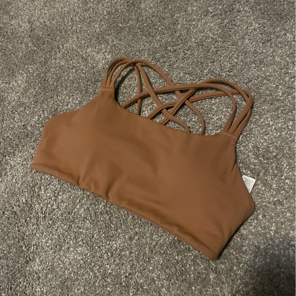 Athleta Tan Crossback Sports Bra